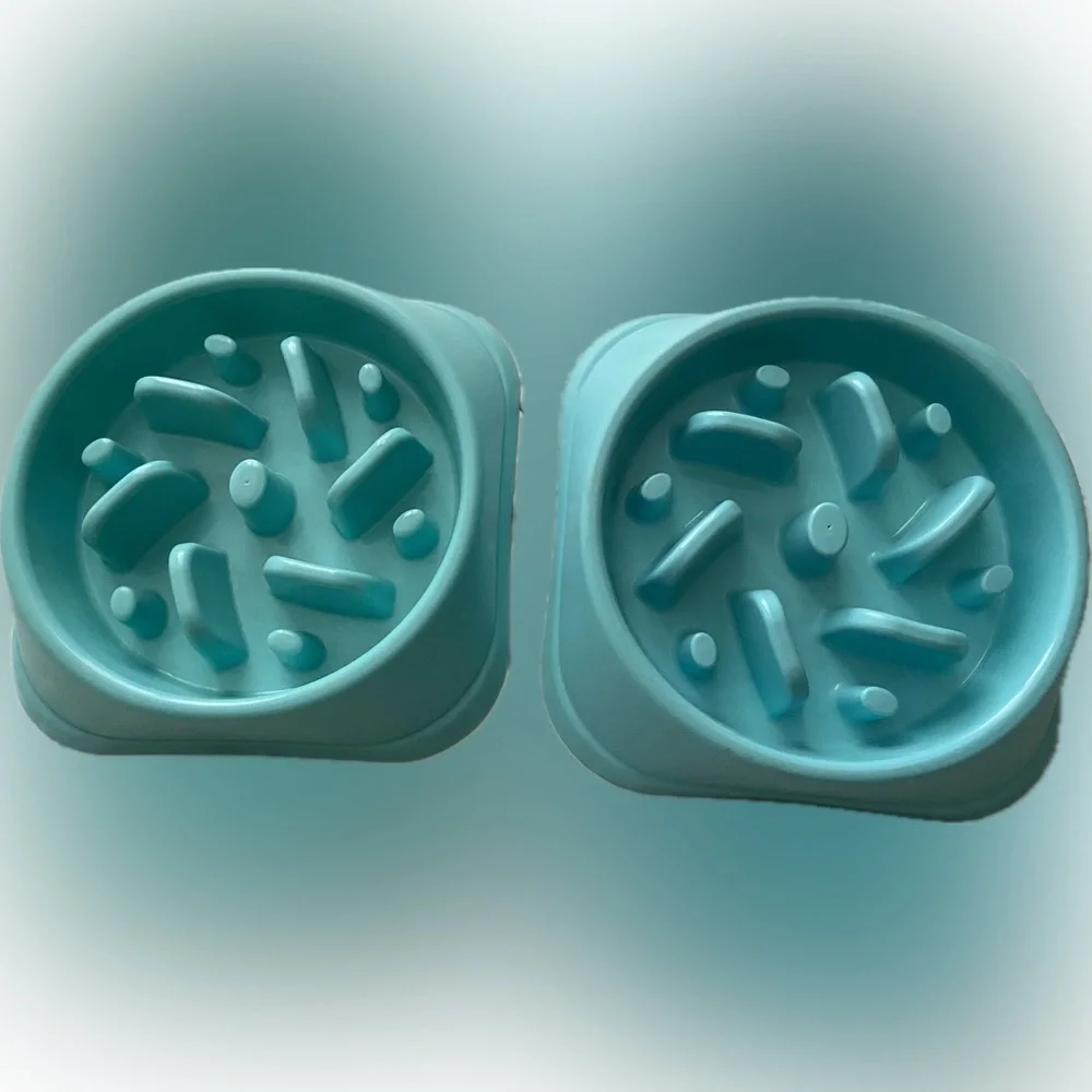 2 PACK 7in BLUE SLOW FEEDER BOWLS